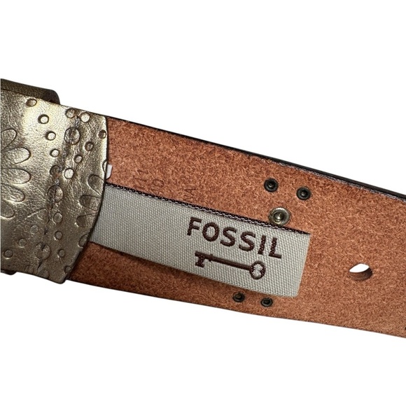 Fossil Sunburst Studded Leather Belt, Western Boho Style, Size S - Picture 6 of 7